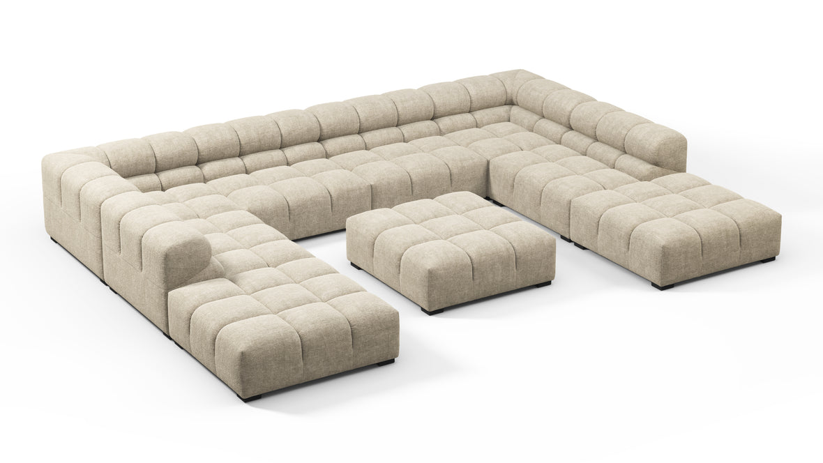 Tufty - Tufty Sectional, U Shape, Beige Gray Chenille