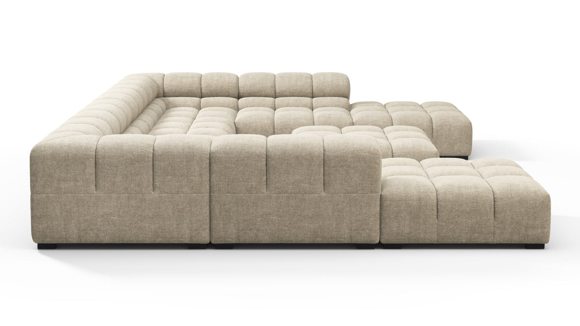 Tufty - Tufty Sectional, U Shape, Beige Gray Chenille
