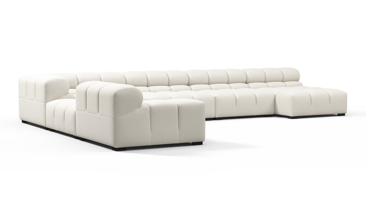 Tufty - Tufty Sectional, Extra Large Left Corner, Oatmeal Brushed Weave