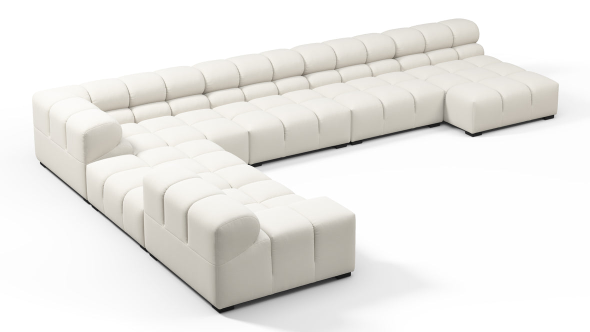 Tufty - Tufty Sectional, Extra Large Left Corner, Oatmeal Brushed Weave