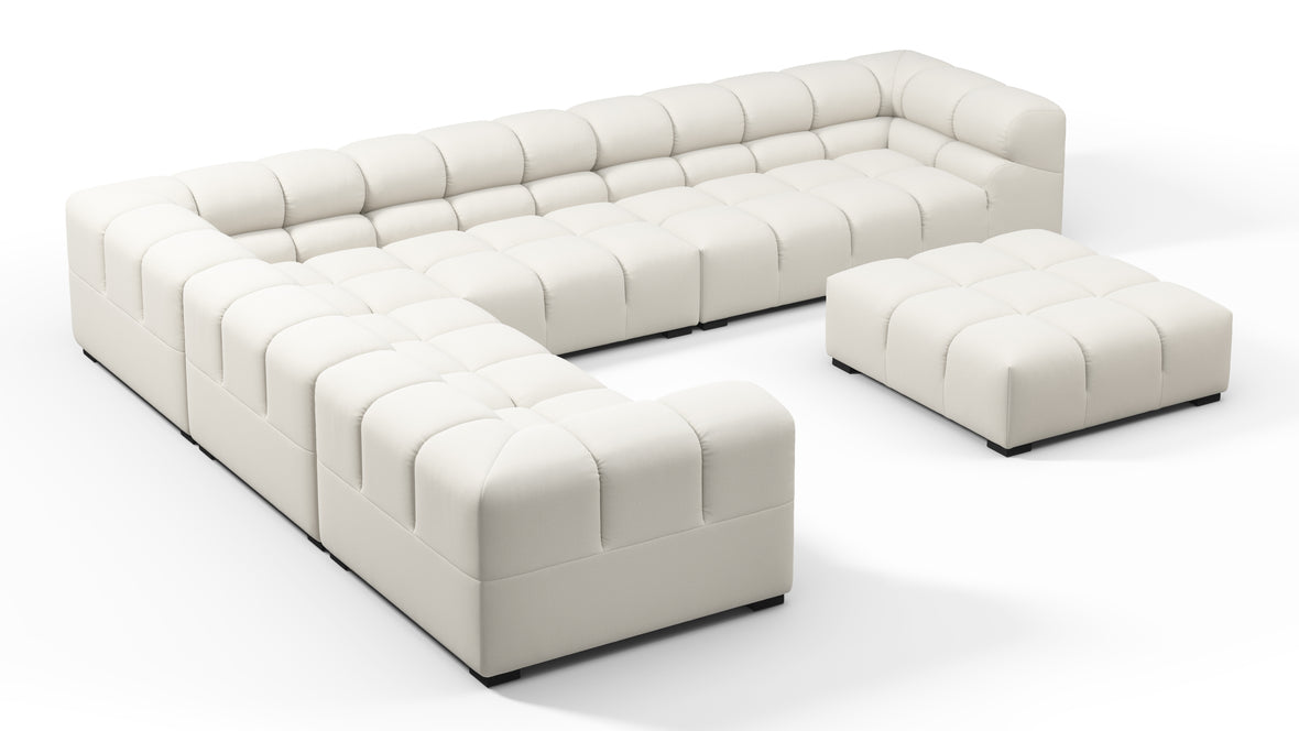 Tufty - Tufty Sectional, Large Left Corner, Oatmeal Brushed Weave
