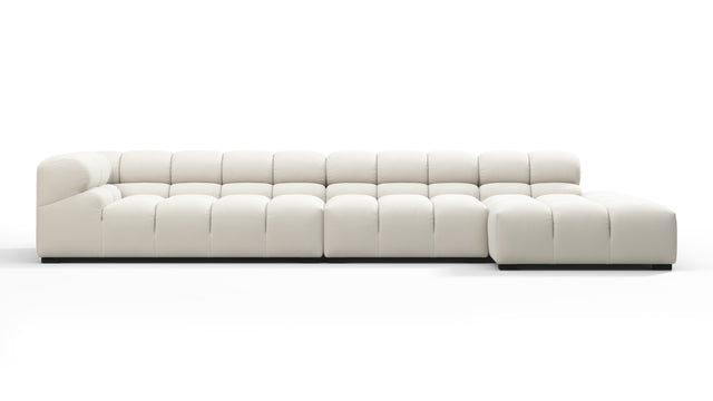 Tufty - Tufty Sectional, Large, Right Chaise, Oatmeal Brushed Weave