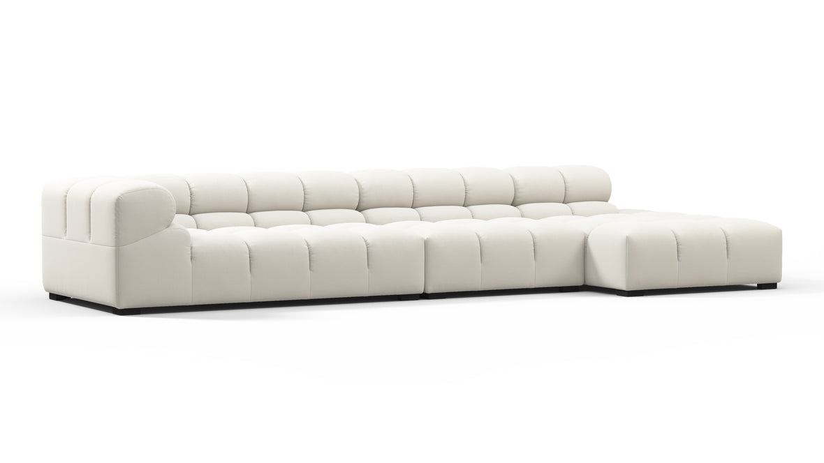 Tufty - Tufty Sectional, Large, Right Chaise, Oatmeal Brushed Weave