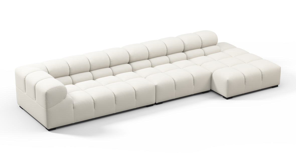 Tufty - Tufty Sectional, Large, Right Chaise, Oatmeal Brushed Weave