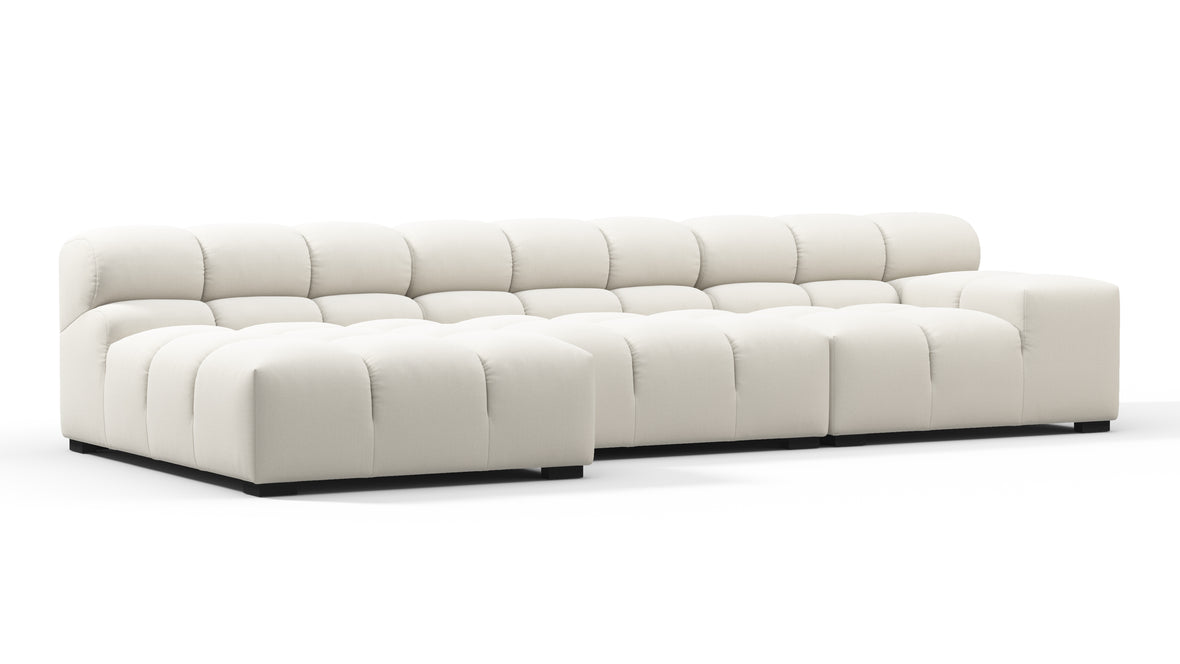 Tufty - Tufty Sectional, Small, Left Chaise, Oatmeal Brushed Weave