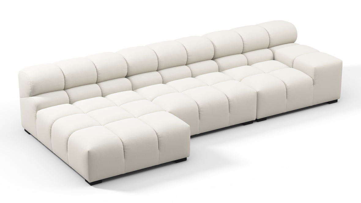 Tufty - Tufty Sectional, Small, Left Chaise, Oatmeal Brushed Weave