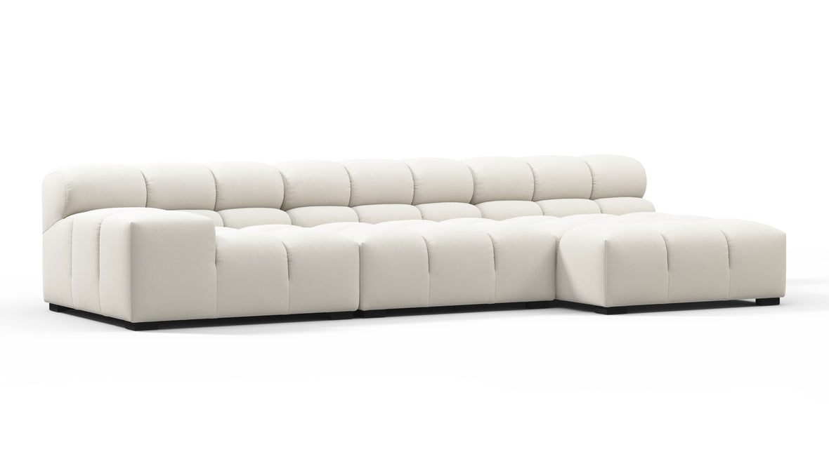 Tufty - Tufty Sectional, Small, Right Chaise, Oatmeal Brushed Weave