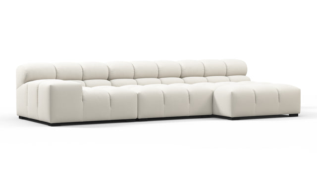 Tufty - Tufty Sectional, Small, Right Chaise, Oatmeal Brushed Weave