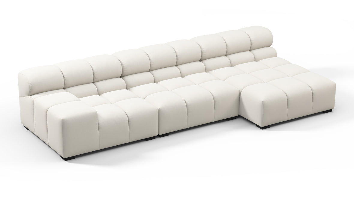 Tufty - Tufty Sectional, Small, Right Chaise, Oatmeal Brushed Weave