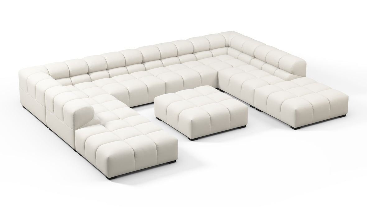 Tufty - Tufty Sectional, U Shape, Oatmeal Brushed Weave