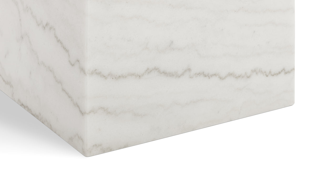 Plinth - Plinth Short Side Table, White Marble