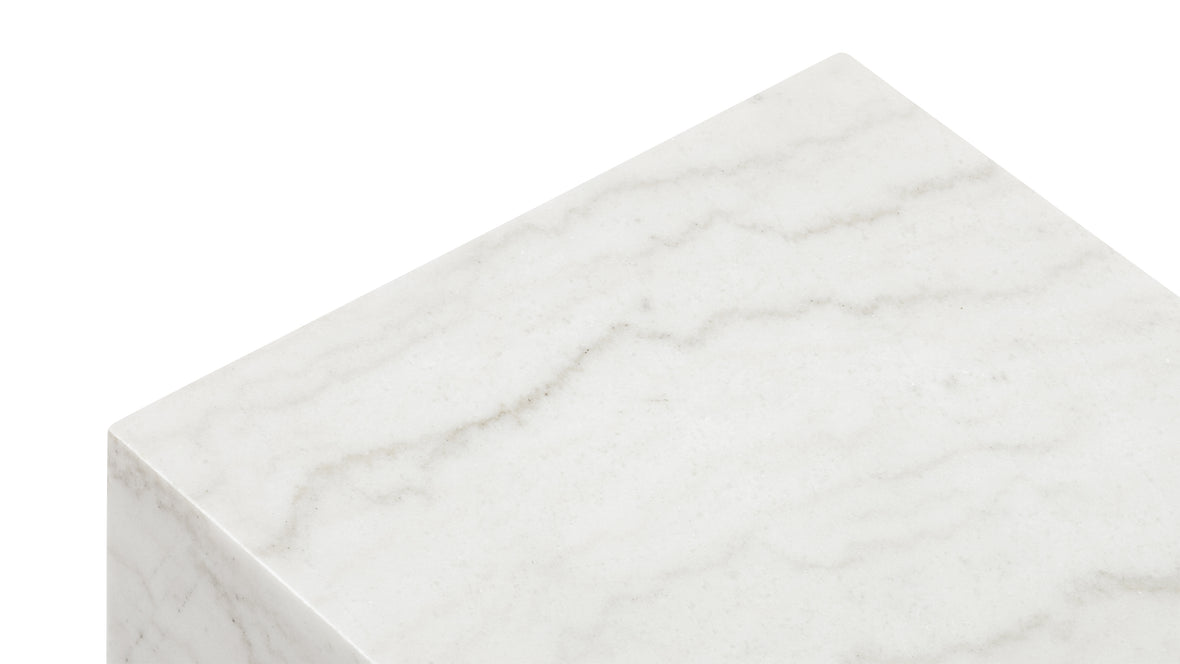Plinth - Plinth Short Side Table, White Marble