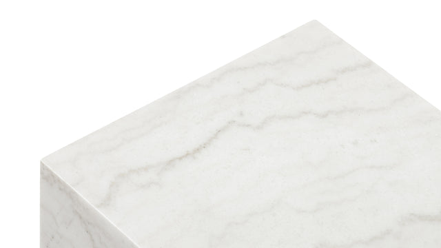 Plinth - Plinth Short Side Table, White Marble
