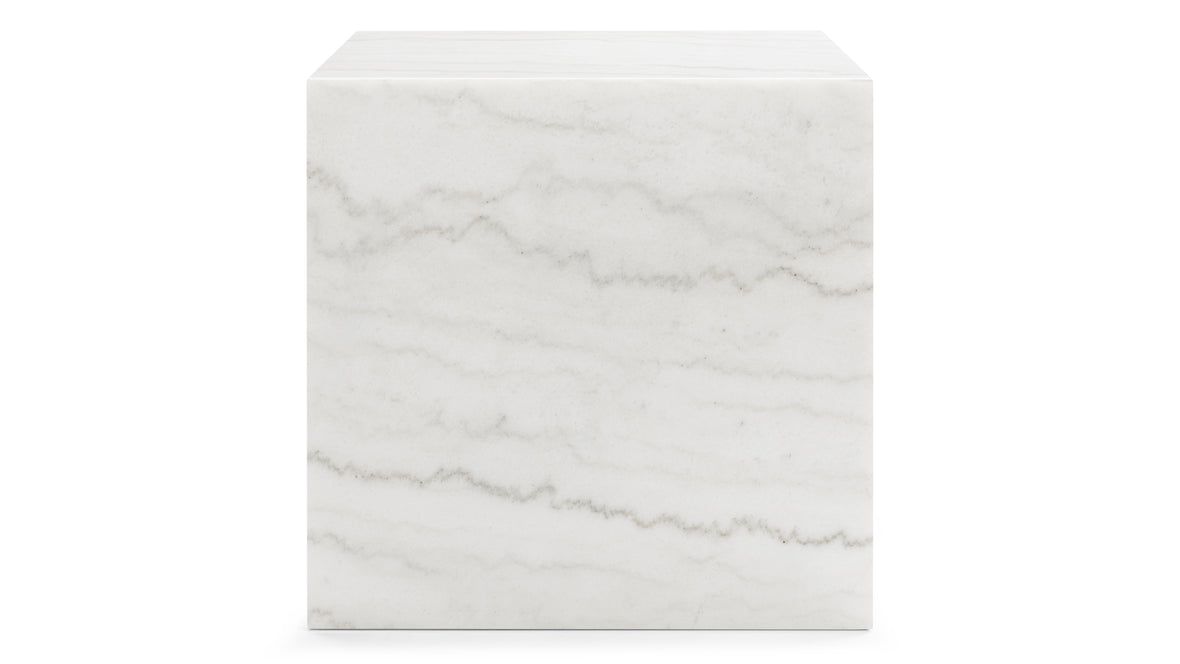 Plinth - Plinth Short Side Table, White Marble