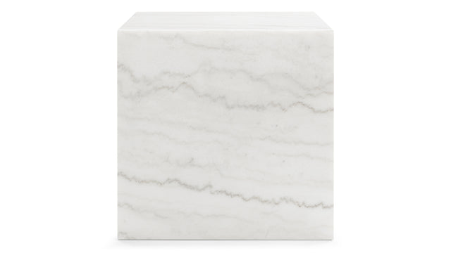 Plinth - Plinth Short Side Table, White Marble