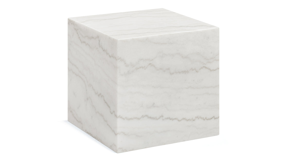 Plinth - Plinth Short Side Table, White Marble