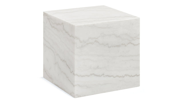 Plinth - Plinth Short Side Table, White Marble