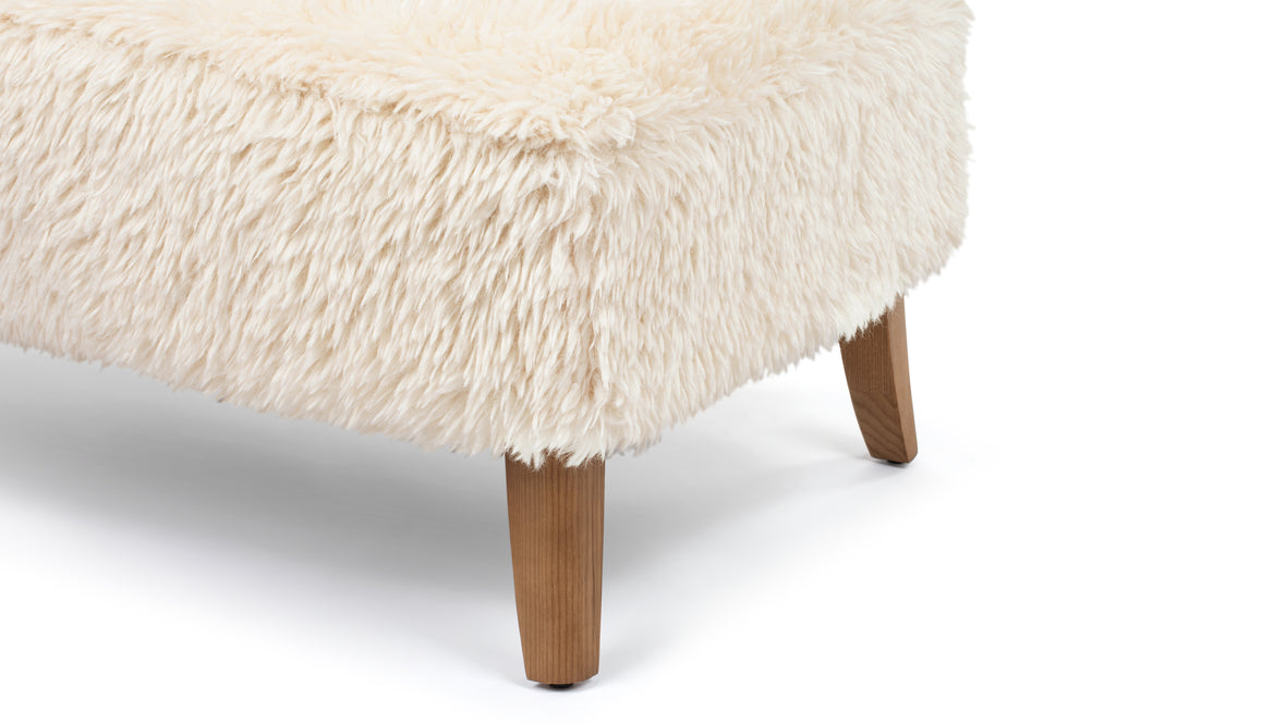 Cabana - Cabana Ottoman, White Long Hair Sherpa and Walnut