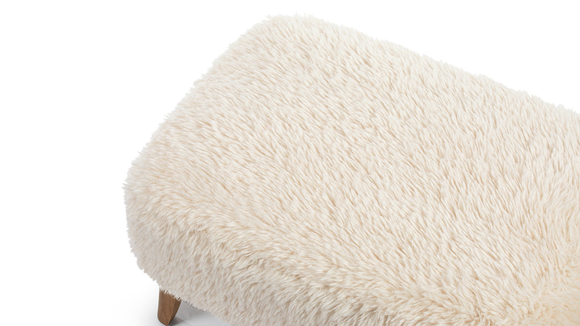 Cabana - Cabana Ottoman, White Long Hair Sherpa and Walnut