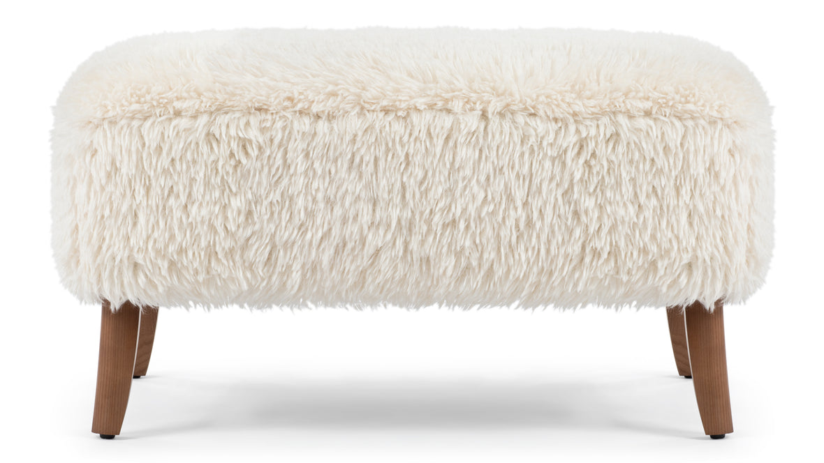 Cabana - Cabana Ottoman, White Long Hair Sherpa and Walnut