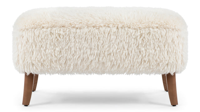 Cabana - Cabana Ottoman, White Long Hair Sherpa and Walnut