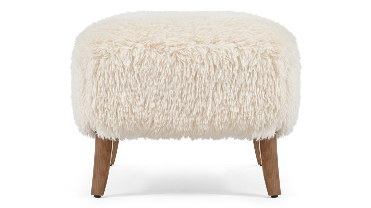 Cabana - Cabana Ottoman, White Long Hair Sherpa and Walnut