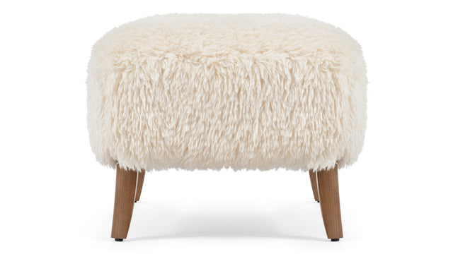 Cabana - Cabana Ottoman, White Long Hair Sherpa and Walnut