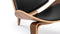Shell - Wegner Shell Lounge Chair, Deep Black Vegan Leather and Walnut