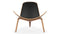 Shell - Wegner Shell Lounge Chair, Deep Black Vegan Leather and Walnut