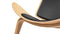 Shell - Wegner Shell Lounge Chair, Deep Black Vegan Leather and Oak
