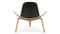 Shell - Wegner Shell Lounge Chair, Deep Black Vegan Leather and Oak