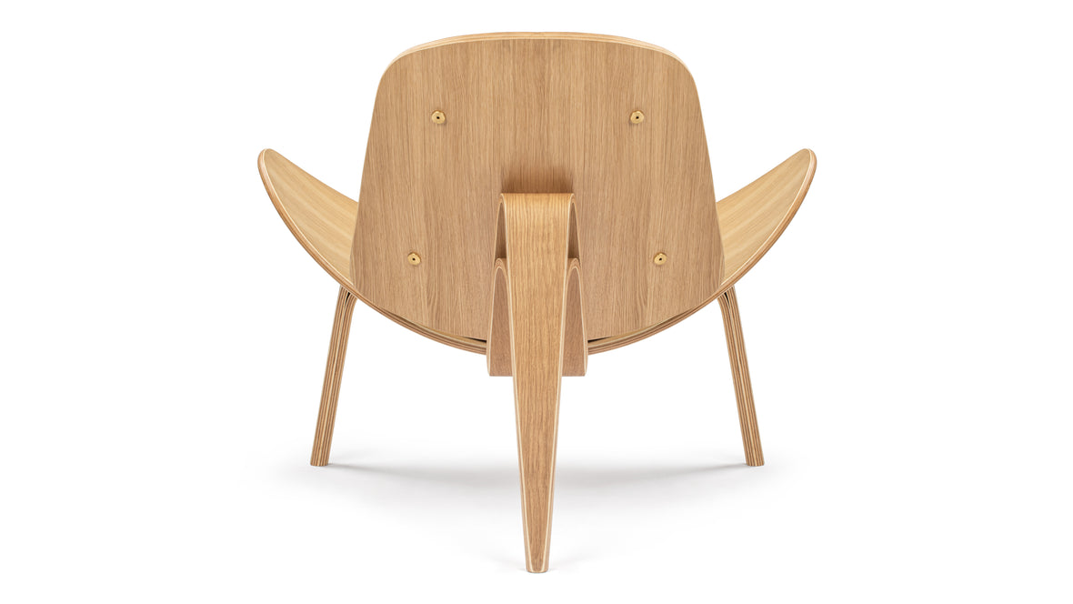 Shell - Wegner Shell Lounge Chair, Deep Black Vegan Leather and Oak