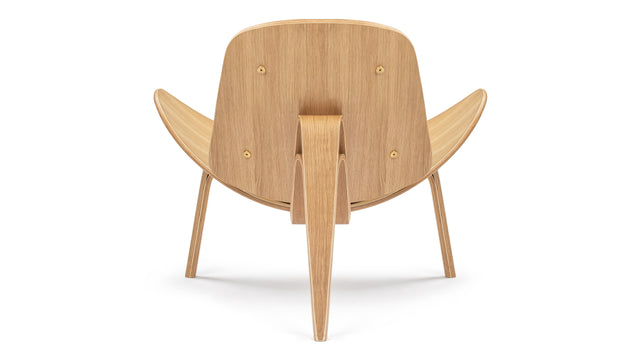 Shell - Wegner Shell Lounge Chair, Deep Black Vegan Leather and Oak