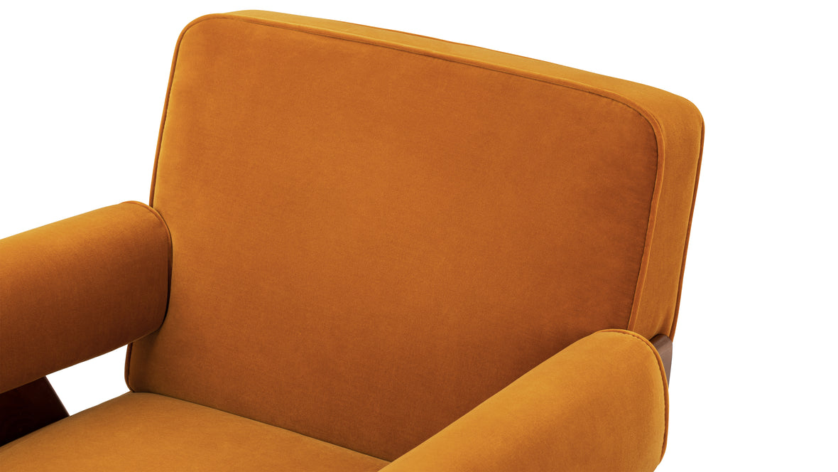 Jeanneret Lounge Chair - Pierre Jeanneret Lounge Chair, Orange Luxe Velvet