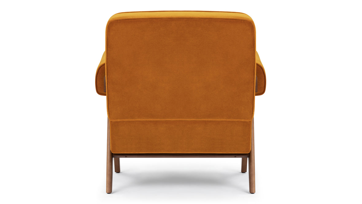 Jeanneret Lounge Chair - Pierre Jeanneret Lounge Chair, Orange Luxe Velvet