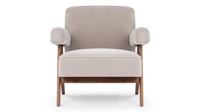 Jeanneret Lounge Chair - Pierre Jeanneret Lounge Chair, Oyster Luxe Velvet
