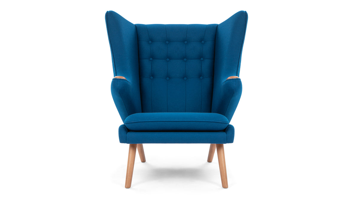 Papa Bear - Papa Bear Lounge Chair, Indigo Blue Wool