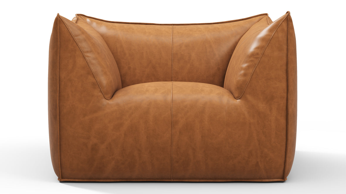 Bambole - Mario Bellini Bambole Lounge Chair, Distressed Brown Premium Leather