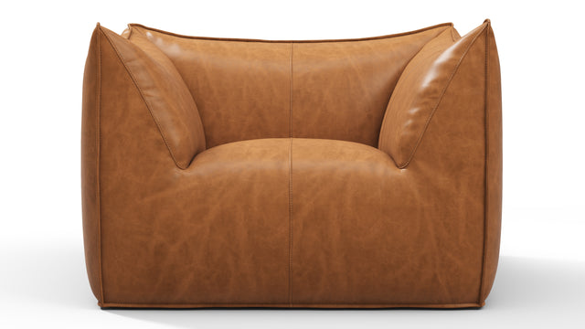 Bambole - Mario Bellini Bambole Lounge Chair, Distressed Brown Premium Leather