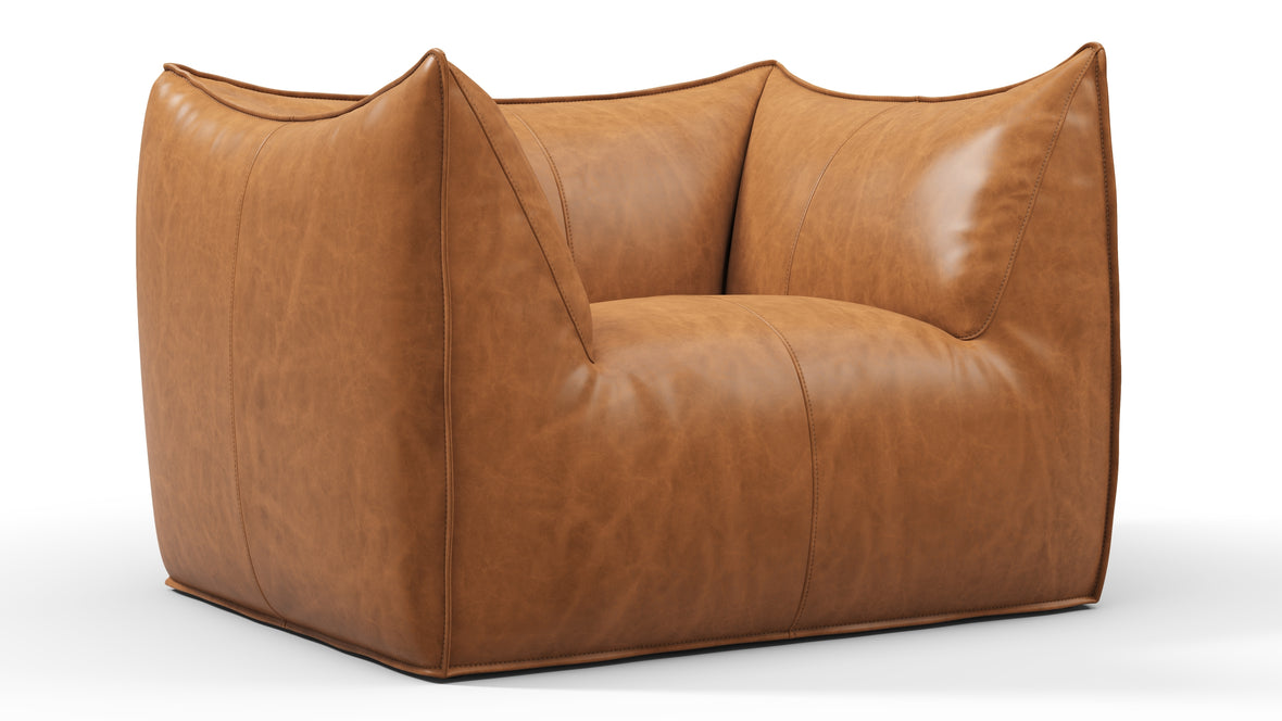 Bambole - Mario Bellini Bambole Lounge Chair, Distressed Brown Premium Leather