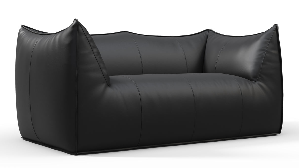 Bambole - Mario Bellini Bambole Two Seater Sofa, Vintage Black Vegan Leather