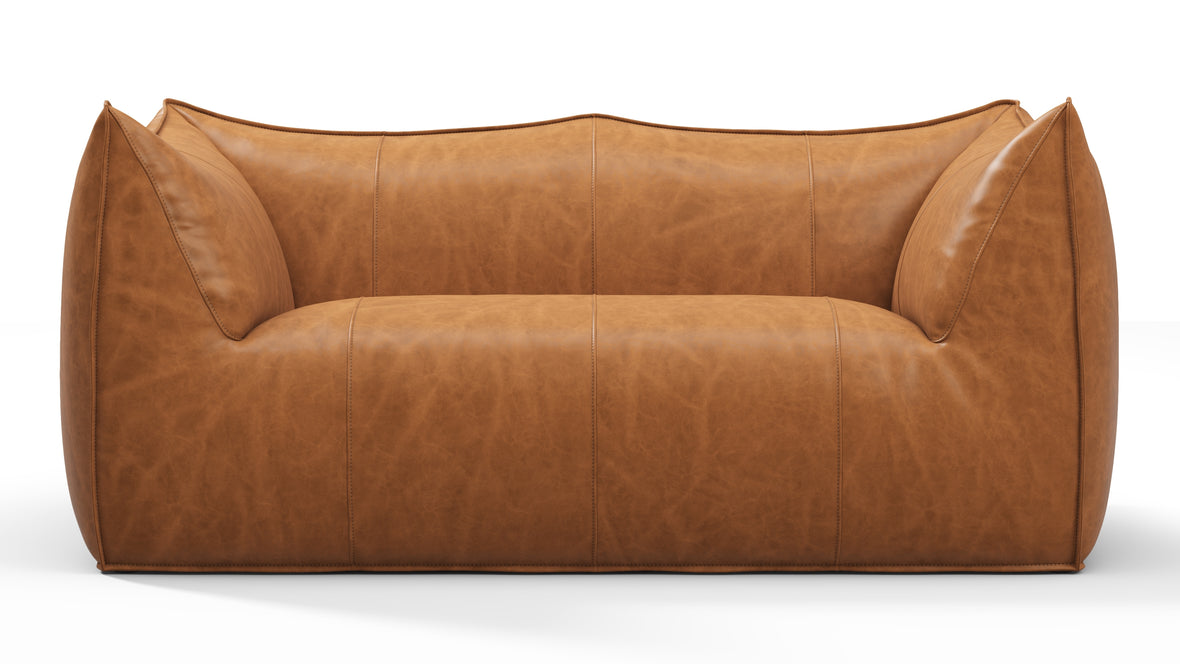 Bambole - Mario Bellini Bambole Two Seater Sofa, Distressed Brown Premium Leather