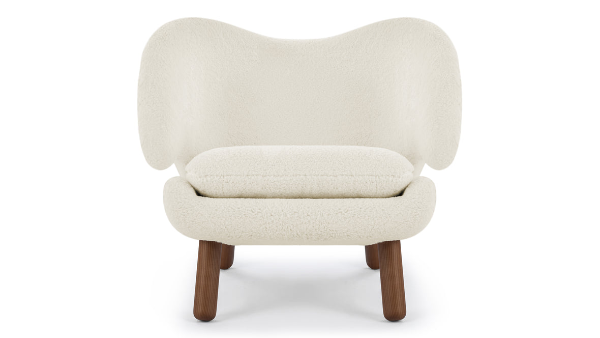 Pelican - Pelican Lounge Chair, White Sherpa and Walnut