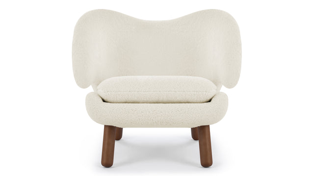 Pelican - Pelican Lounge Chair, White Sherpa and Walnut