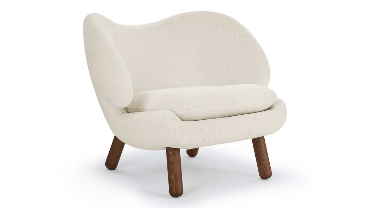 Pelican - Pelican Lounge Chair, White Sherpa and Walnut