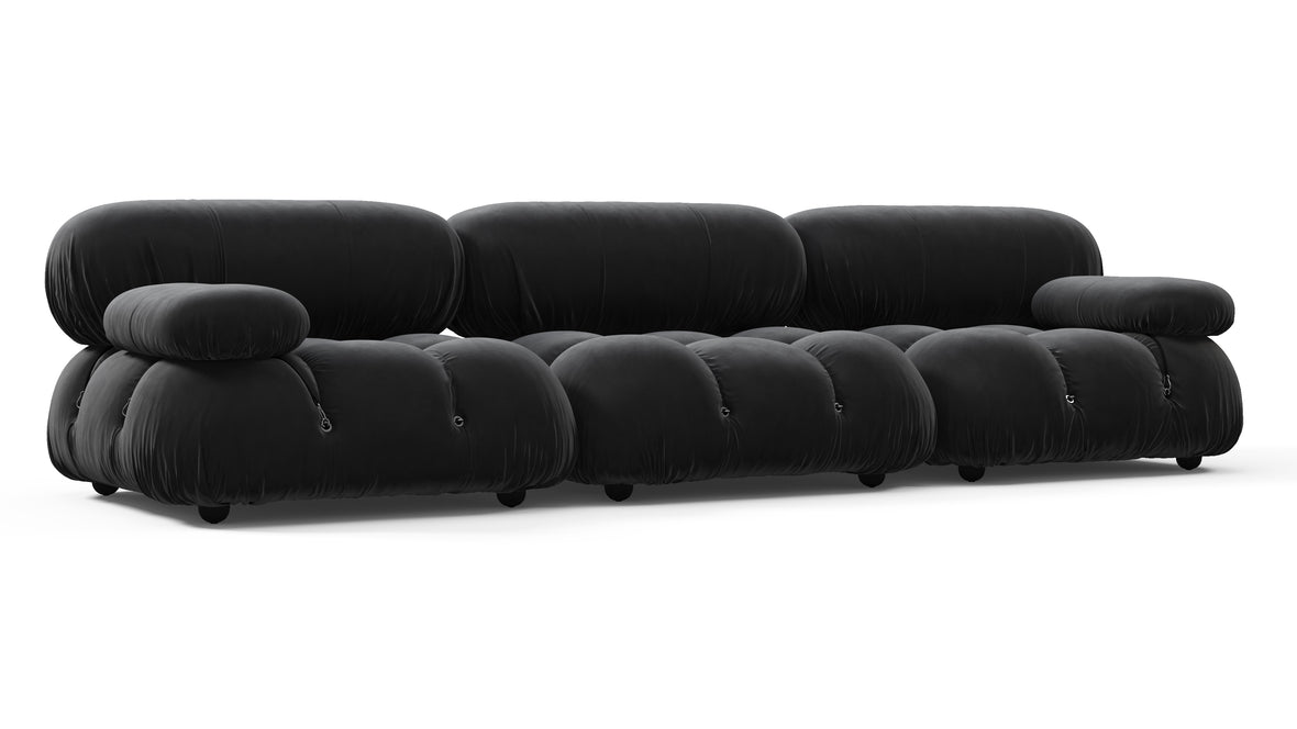 Bellini Sofa - Mario Bellini Three Seater Sofa, Black Velvet