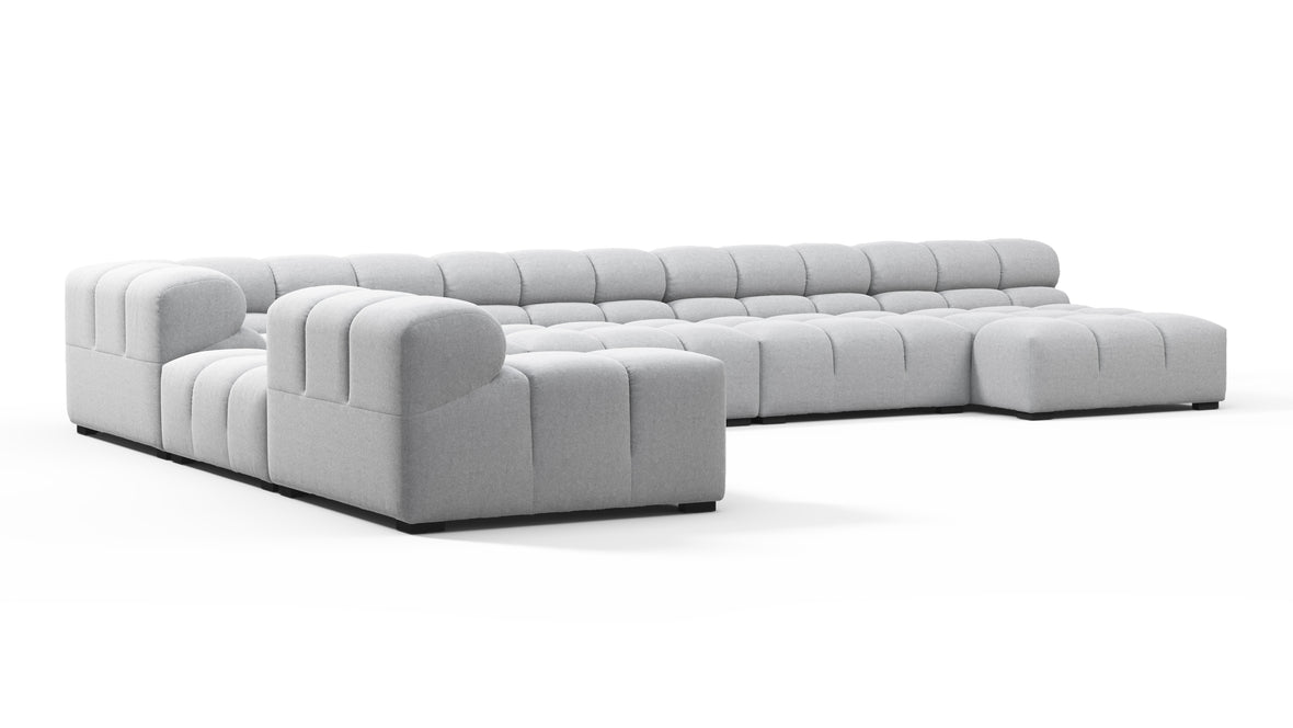Tufty - Tufty Sectional, Extra Large Left Corner, Light Gray Wool