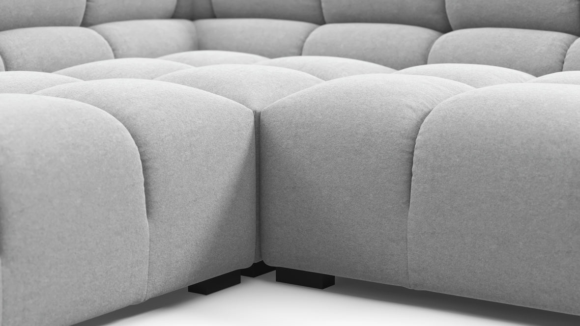 Tufty - Tufty Sectional, Large Left Corner, Light Gray Wool