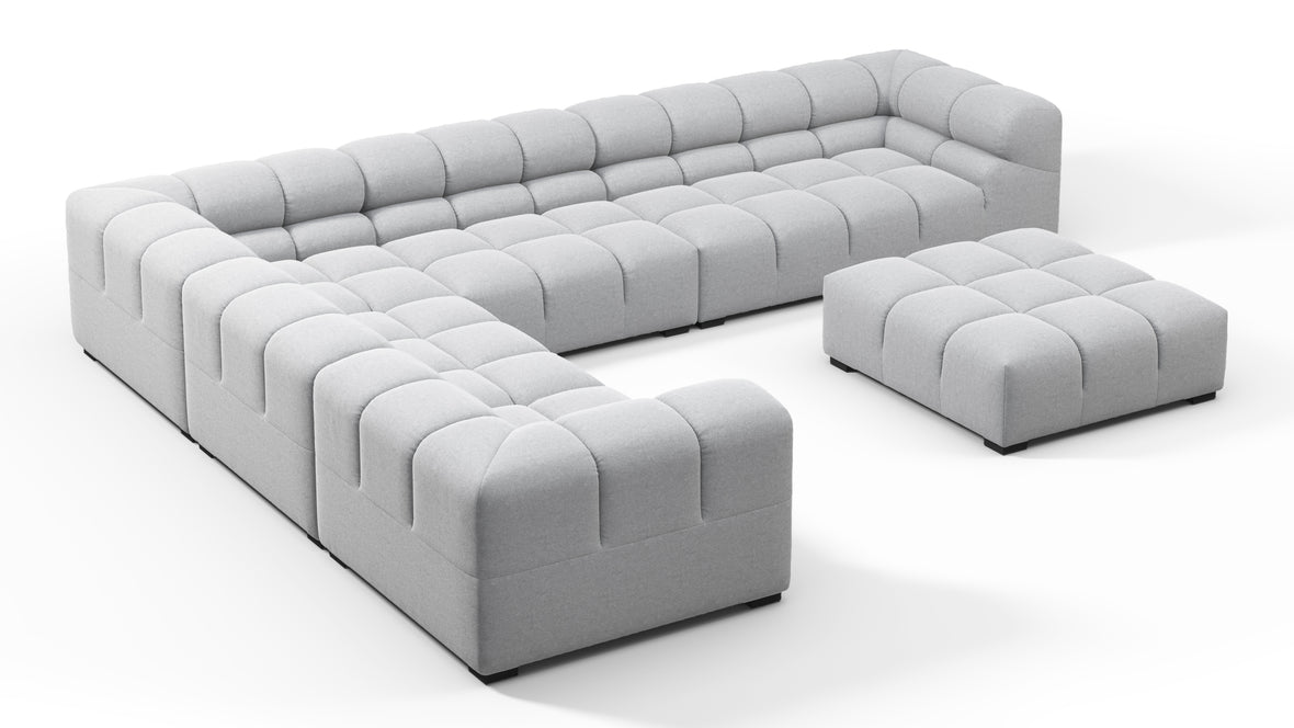 Tufty - Tufty Sectional, Large Left Corner, Light Gray Wool