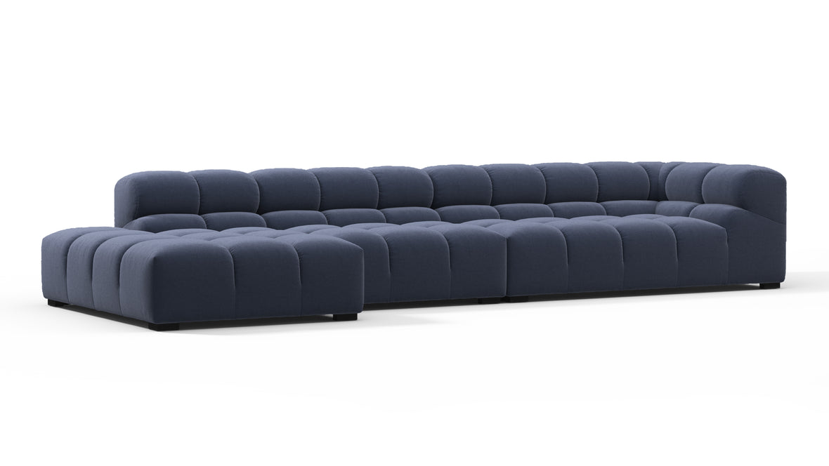Tufty - Tufty Sectional, Large, Left Chaise, Royal Blue Wool